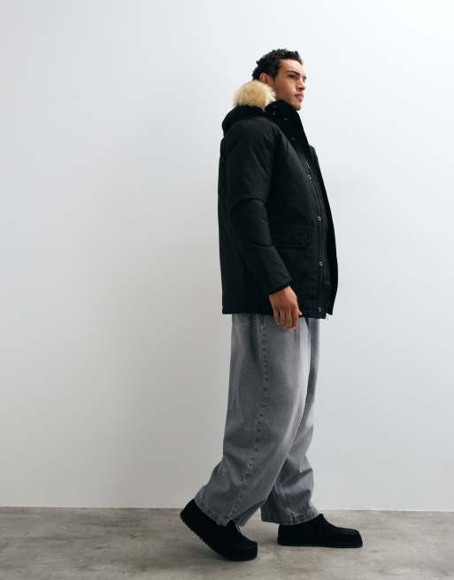 Schott padded parka jacket in black, 5 of 5