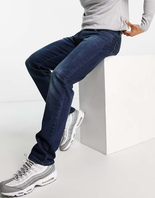 Schott - Regular-fit jeans in vintage blauw met wassing