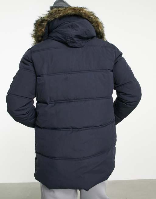 Schott - Snorker - Parka matelassée avec capuche en fausse fourrure - Bleu marine, 4 de 4