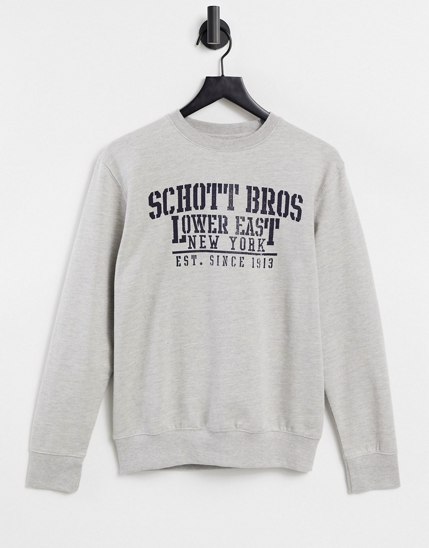 Schott - Sweatshirt met ronde hals in grijs