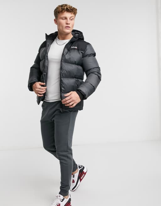 Schott Utah 2 hooded puffer jacket in black