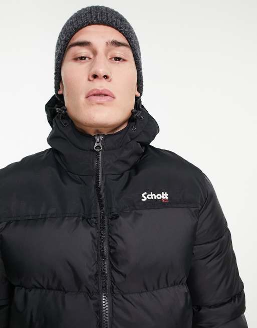 Schott – Utah 2 – Pufferjacke mit Kapuze und Sticklogo in Schwarz, 3 von 4