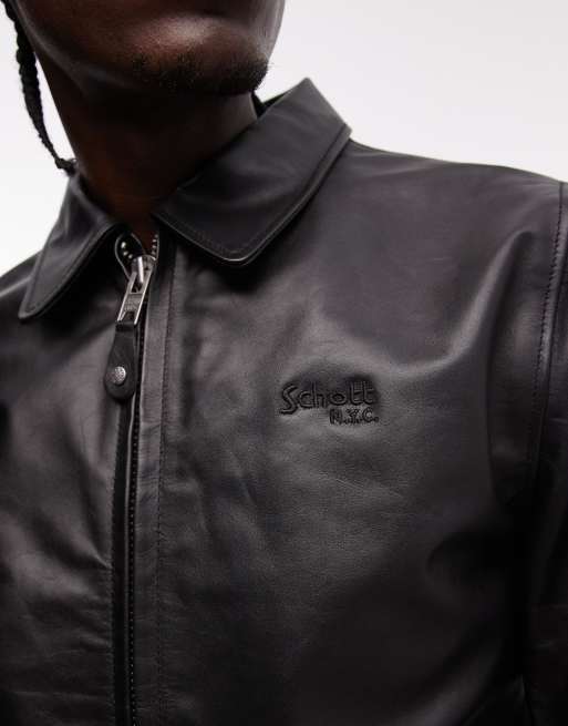 Schott - Veste avec col en cuir - Noir, 5 de 5