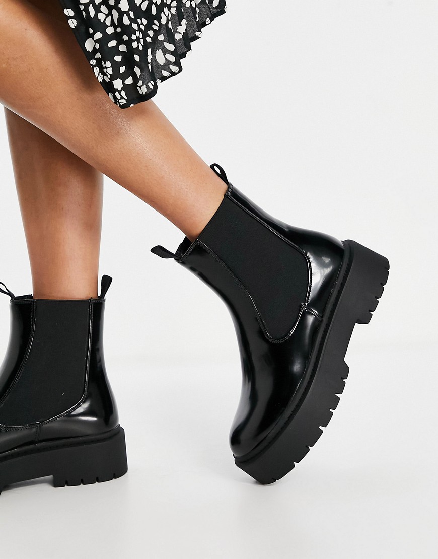 Schuh – Aaliyah – Svarta chelsea-boots med tjock sula