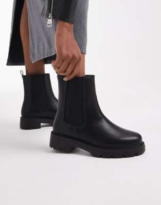 Schuh - Abbie - Chelsea-Stiefel in Schwarz mit dicker Sohle in weiter Passform