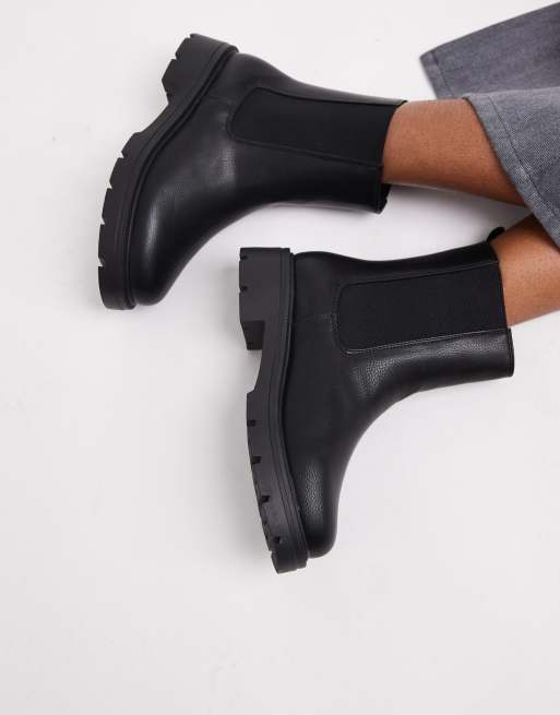 Schuh – Abbie – Wide Fit – Svarta, grova chelseaboots, 3 av 4