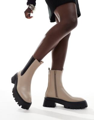 schuh - Addilyn - Ankle-Boots in Natur mit dicker Sohle-Neutral