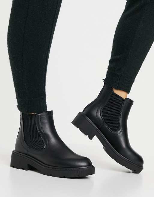 Glæd dig Fortryd Kanin schuh Ailsa chunky flat chelsea boots in black | ASOS