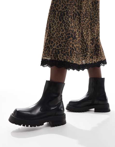 schuh – Alicia – Ankle-Boots aus schwarzem Leder mit dicker Sohle - view 1