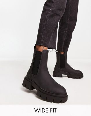 Schuh Wide Fit Amaya split sole chunky calf boots in black  - ASOS Price Checker