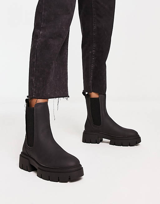 schuh Amaya split sole chunky calf boots in black | ASOS
