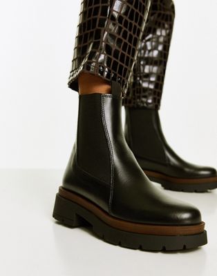 schuh Ames chunky leather chelsea boots in black