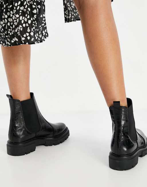 Black arlo croc 2025 leather ankle boots