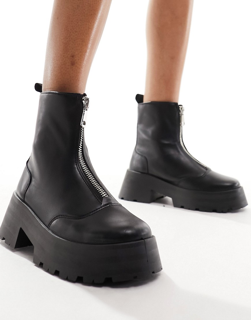 schuh Arnold zip front chunky chelsea boots in black