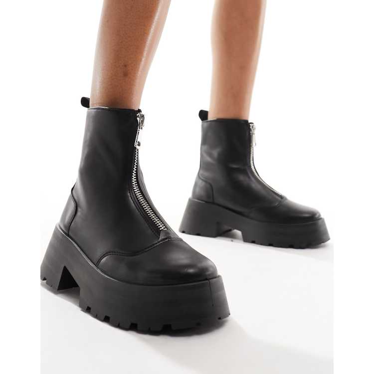 schuh Arnold zip front chunky chelsea boots in black ASOS