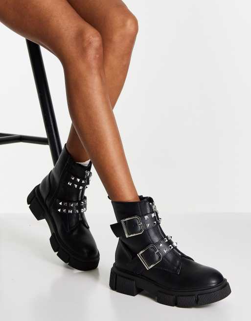 schuh Ashanti chunky buckle boot in black