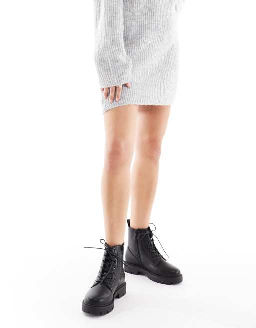 Schuh - Asher - Sorte og chunky støvler med snører, 4 af 4
