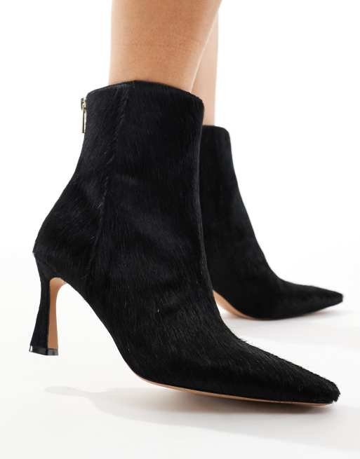 Schuh Bambi heeled mid ankle boots in black cow hair ASOS
