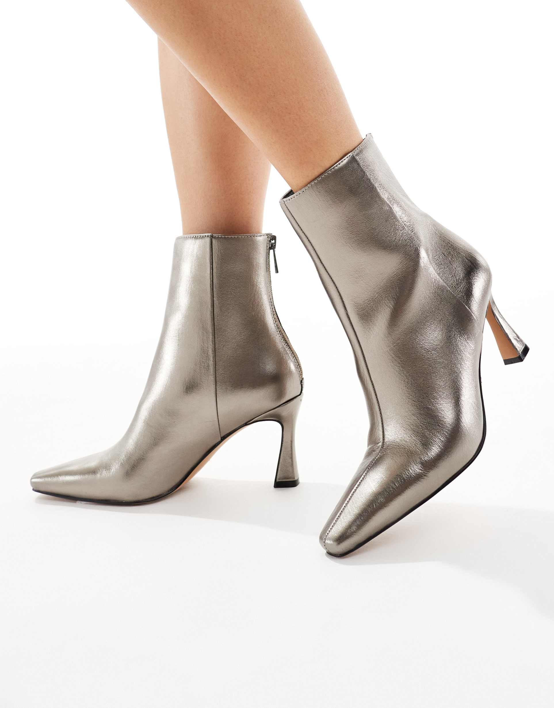 schuh bambi heeled mid ankle boots in pewter