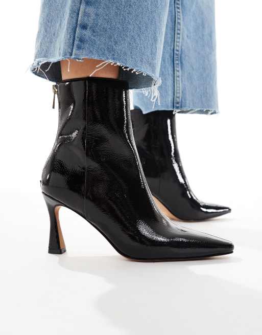 Schuh Bambi heeled mid ankle botos in burgundy patent