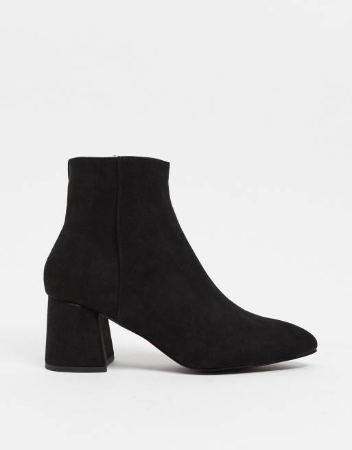 schuh amy mid heeled ankle boot with zip in black