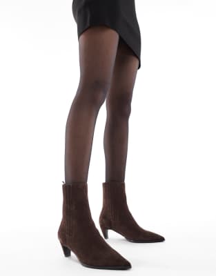 Schuh Betsy Kitten Heel Ankle Boots In Brown