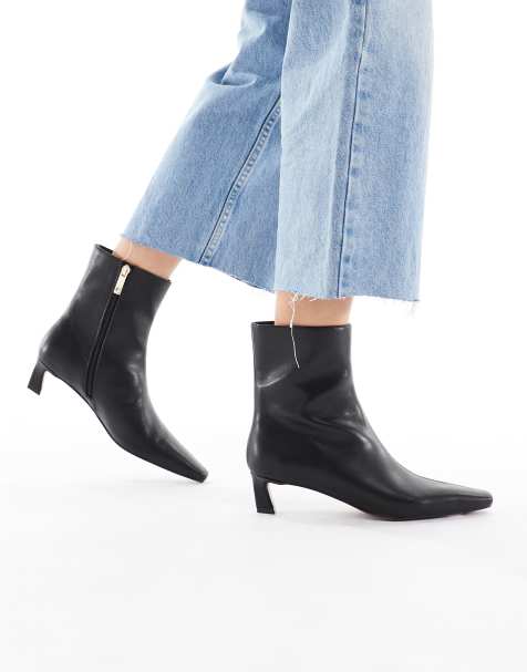schuh Bexley pointed toe kitten heel ankle boots in black - view 1