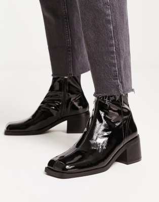 Schuh Blake Heeled Sock Boots In Patent Black