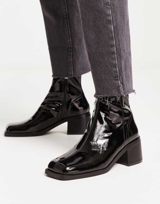 Black patent shop heeled boots