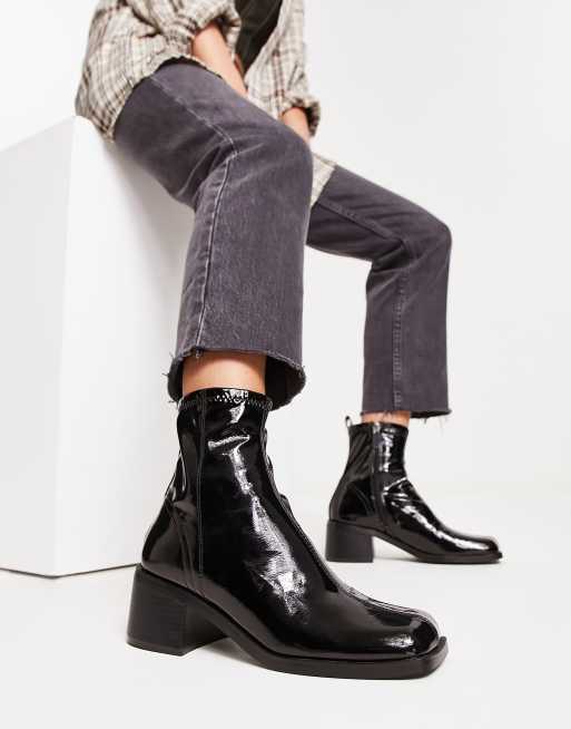 Black patent hotsell sock boots