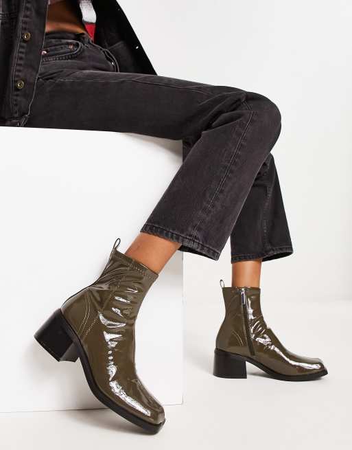 Black patent sock boots sale