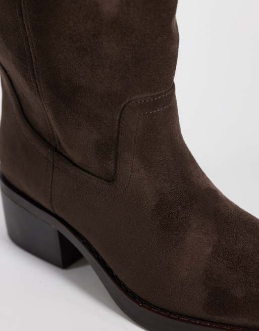 Schuh bottes montantes à enfiler en daim synthétique marron, 2 de 4