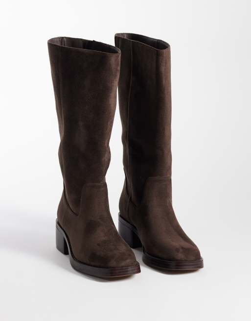 Schuh bottes montantes à enfiler en daim synthétique marron, 3 de 4