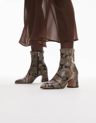 Brenna - Bottines mi-hautes à talon et imprimé peau de serpent-Multicolore 36