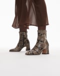 [Schuh] schuh Brenna heeled mid ankle boots in snake print-Multi 41 SNAKE