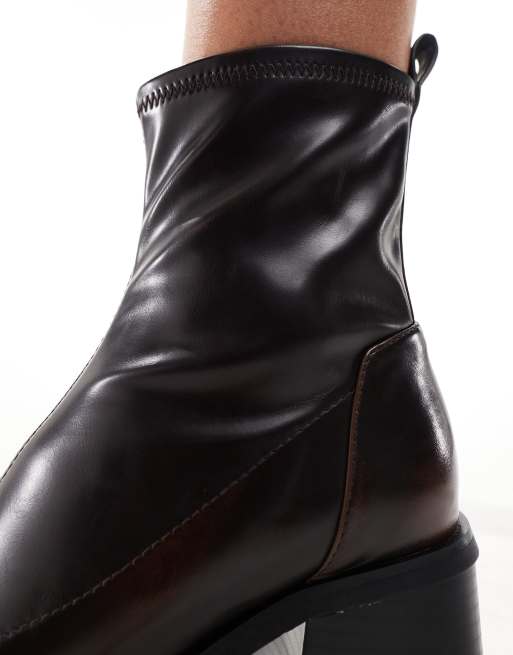 Black ankle boots with brown heel best sale