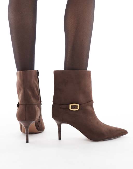 schuh – Brodie – Bruna boots i mocka med uppvikt kant och spännen, 4 av 4