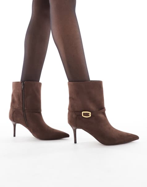 schuh Brodie foldover buckle boots in suede brown - view 1