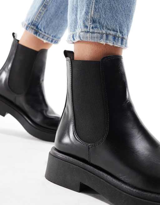 Schuh Camille Ankle Boots aus schwarzem Leder ASOS