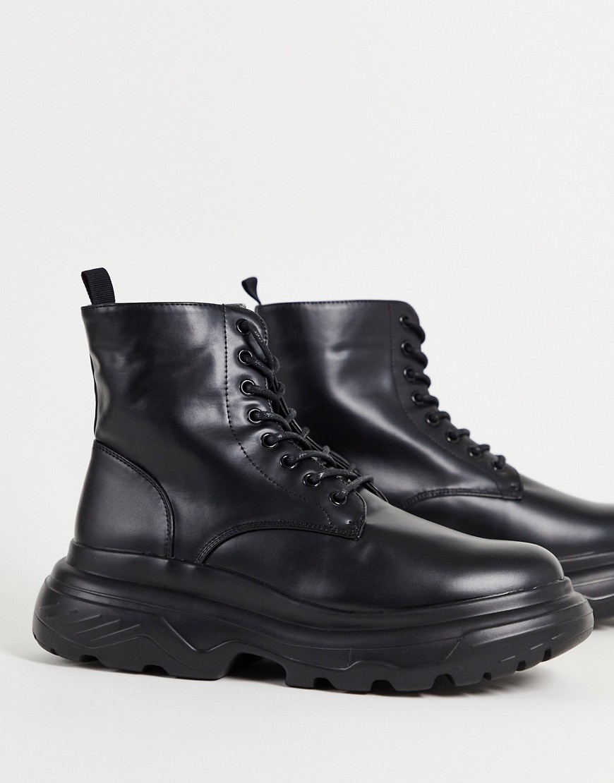 Schuh carson chunky lace up boots in black