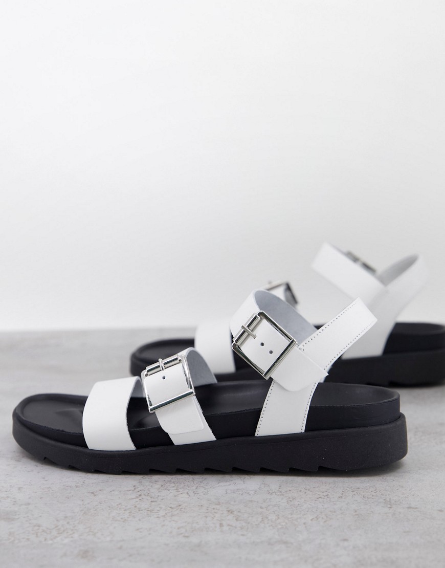 schuh Chaser leather chunky buckle sandals in white