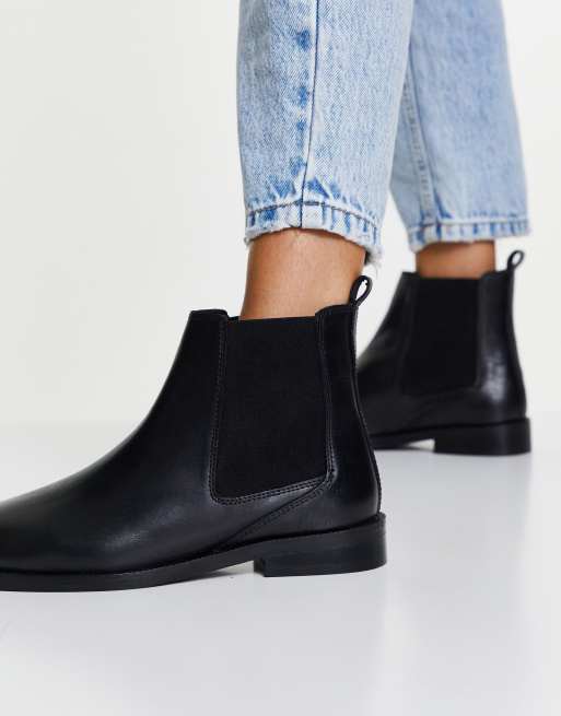 Asos black leather chelsea cheap boots