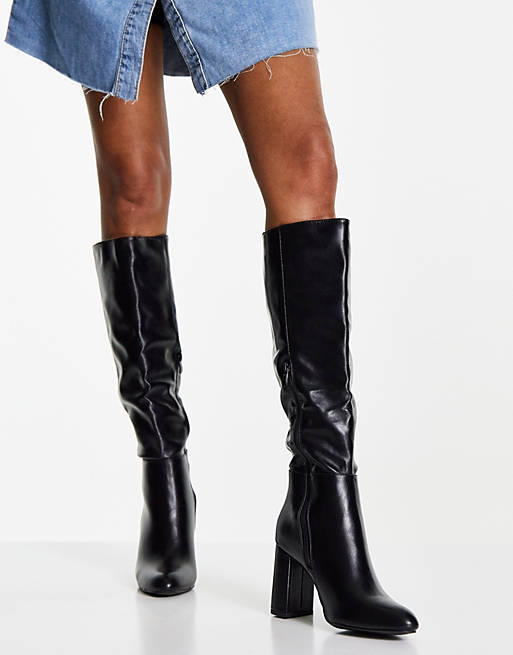 schuh Dakota heeled knee boots in black