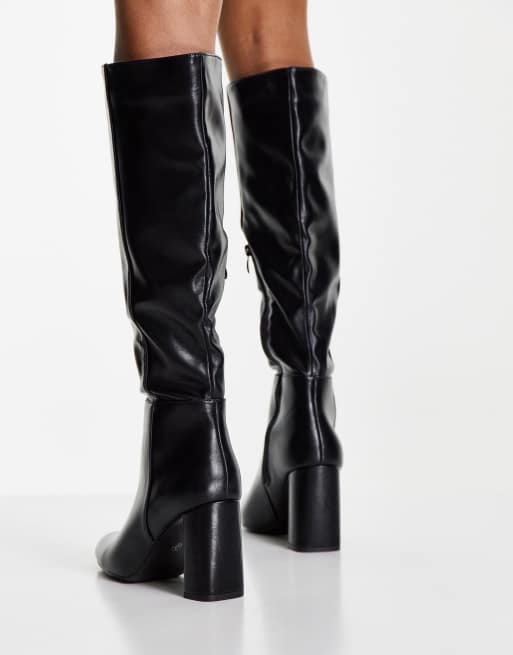 schuh Dakota heeled knee boots in black, 3 of 4