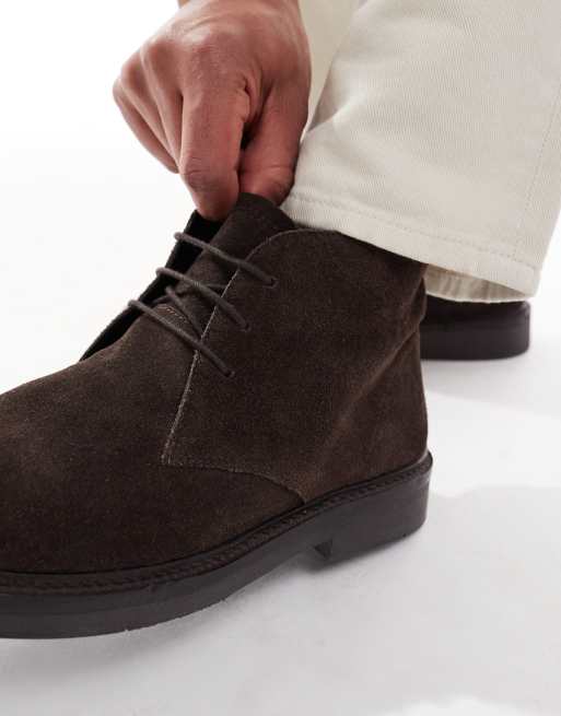 schuh – Dale – Czekoladowe zamszowe buty sznurowane na grubej podeszwie, 4 z 4