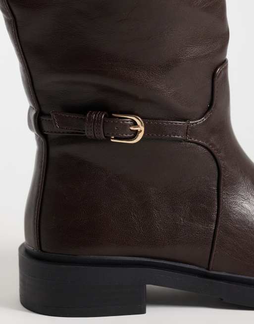 Schuh Daniela platte ruiterlaarzen in bruin, 4 van 5