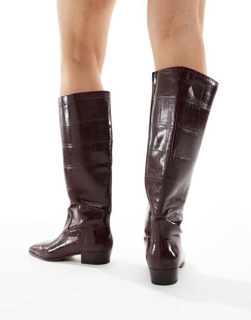 Schuh Danika knee boots in burgundy croc, 4 of 4
