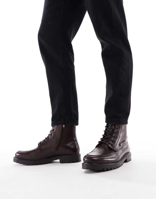 schuh - Darcy - Brune chunky snørestøvler i læder, 3 af 4