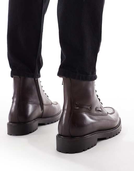 schuh - Darcy - Brune chunky snørestøvler i læder, 4 af 4