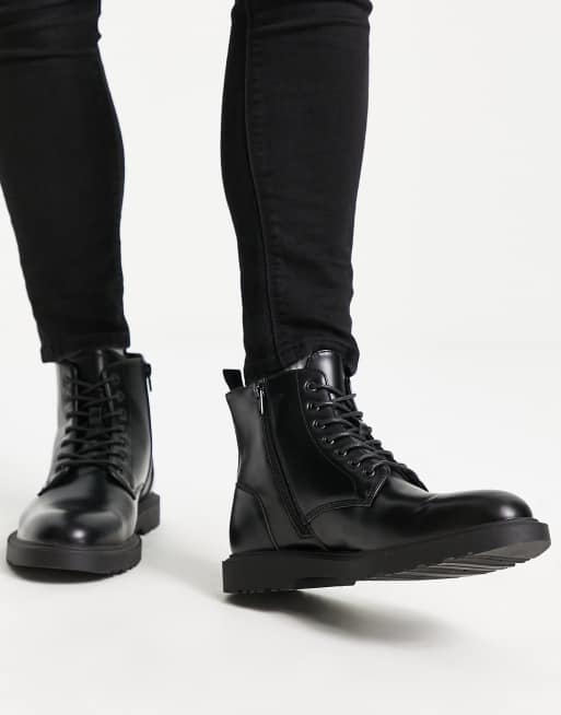 Black Side Lace Up High Top Mens Sneakers Shoes Boots